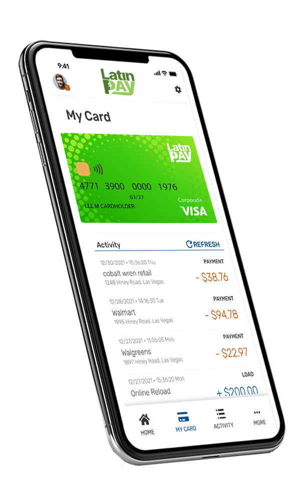 Latin Pay Activity Screen – English with Visa